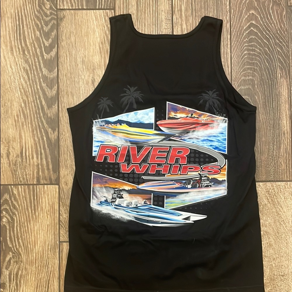 Alstyle Black Tank Top with Red Graphic